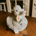 Ceramic Duck Bank Detailed White Lace Texture – Vintage Floral Coin Bank