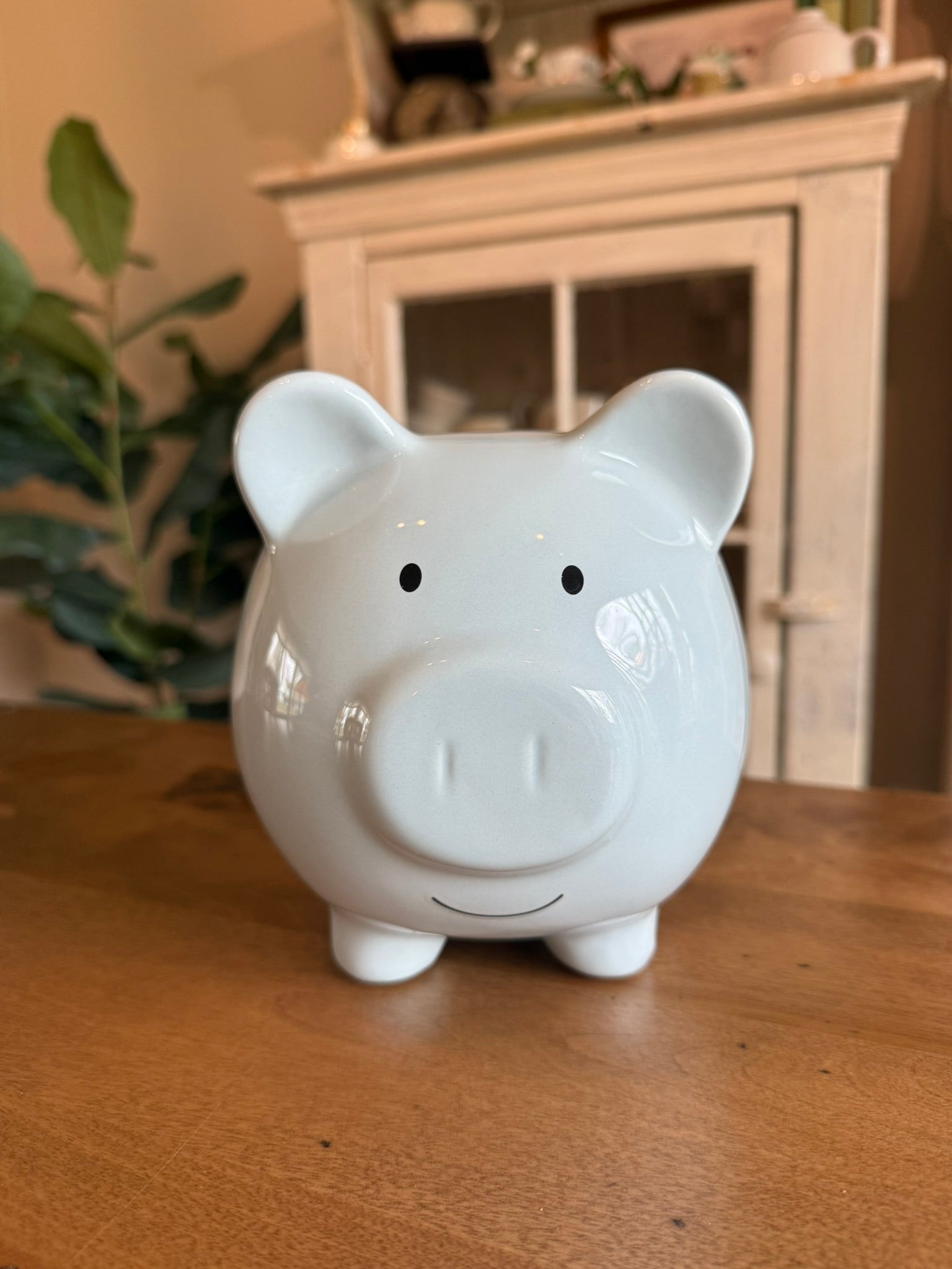 Robin’s Egg Blue Ceramic Piggy Bank – Nursery & Shelf Decor - Vintage