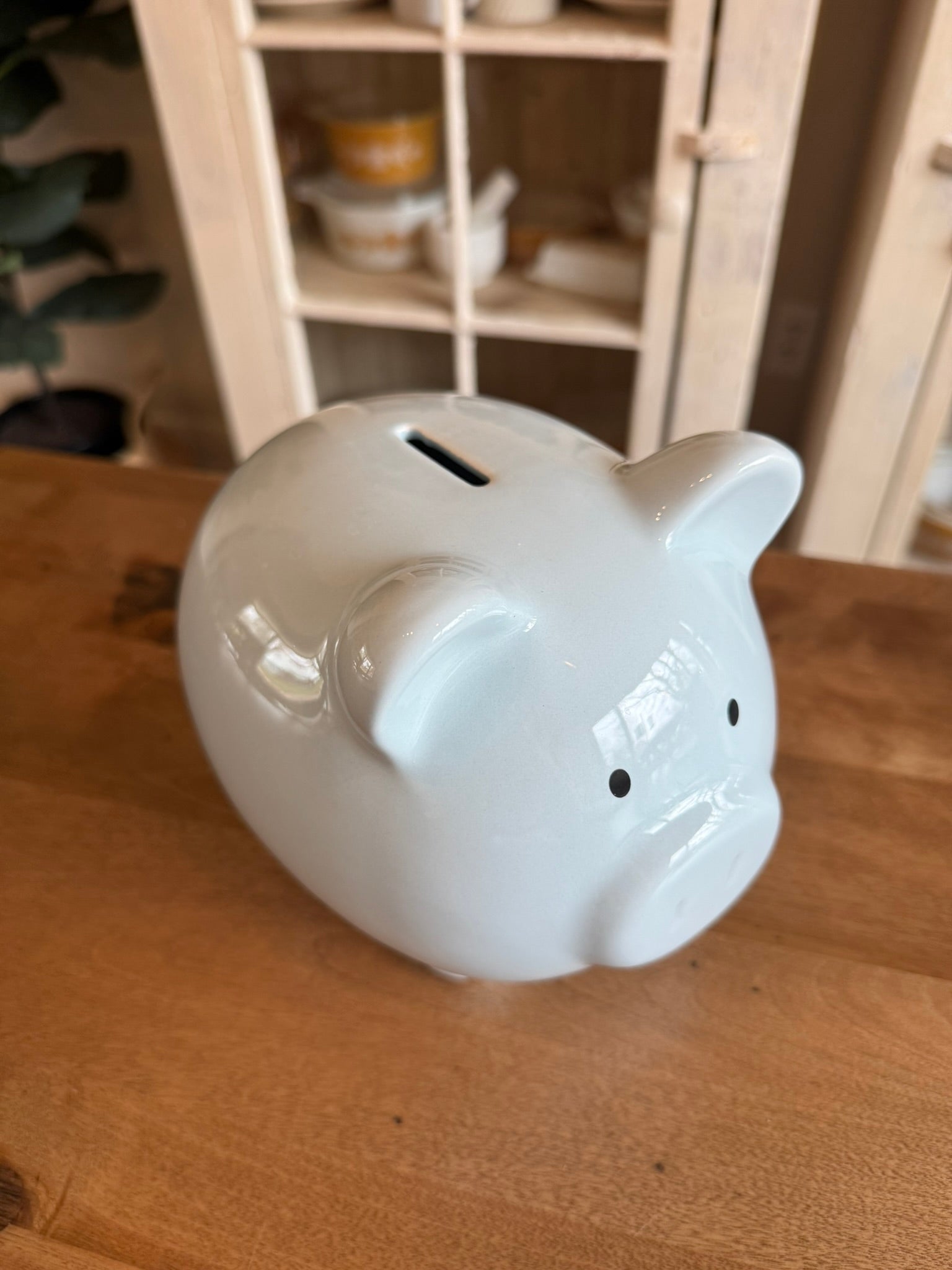 Robin’s Egg Blue Ceramic Piggy Bank – Nursery & Shelf Decor - Vintage