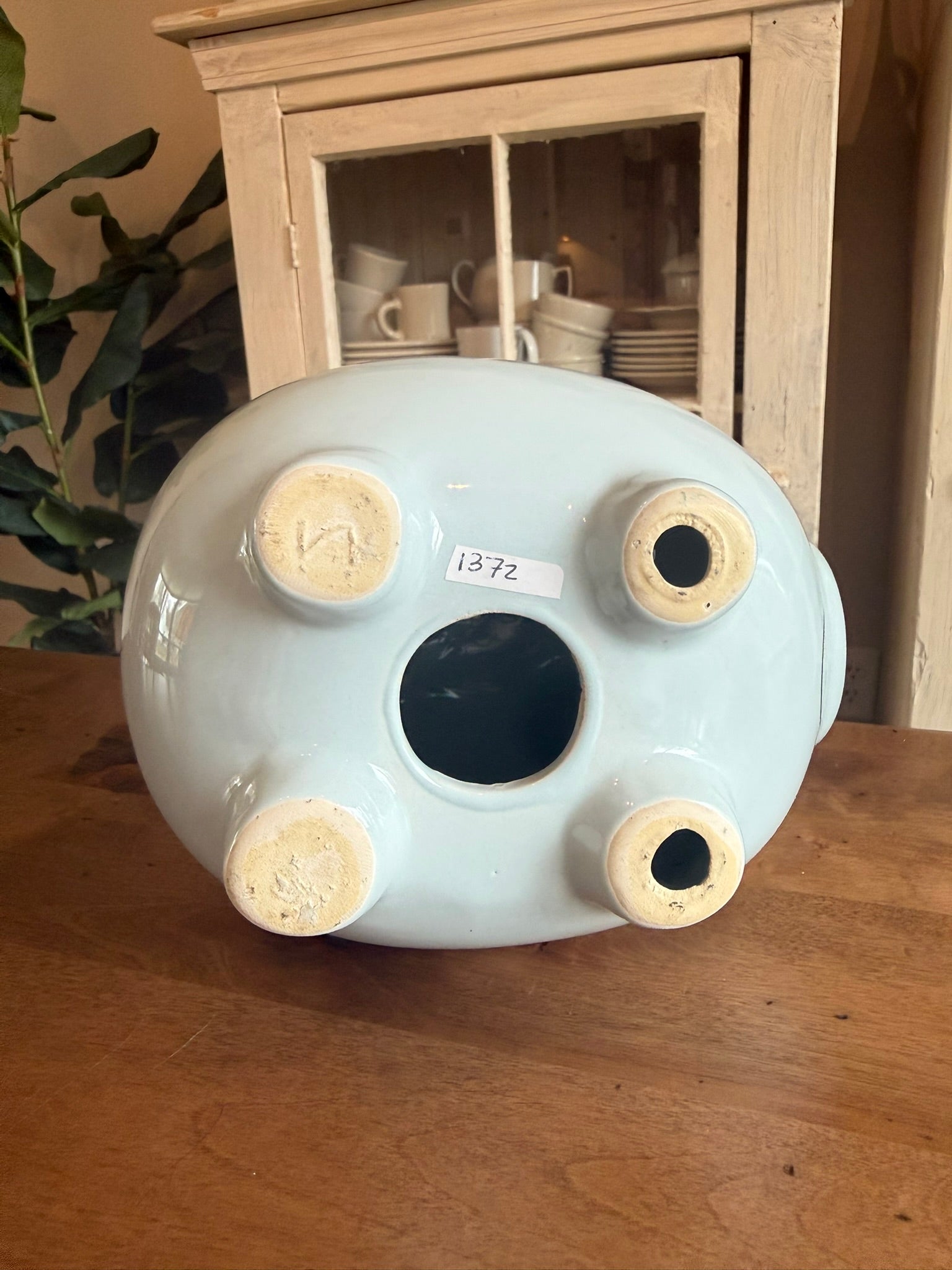 Robin’s Egg Blue Ceramic Piggy Bank – Nursery & Shelf Decor - Vintage