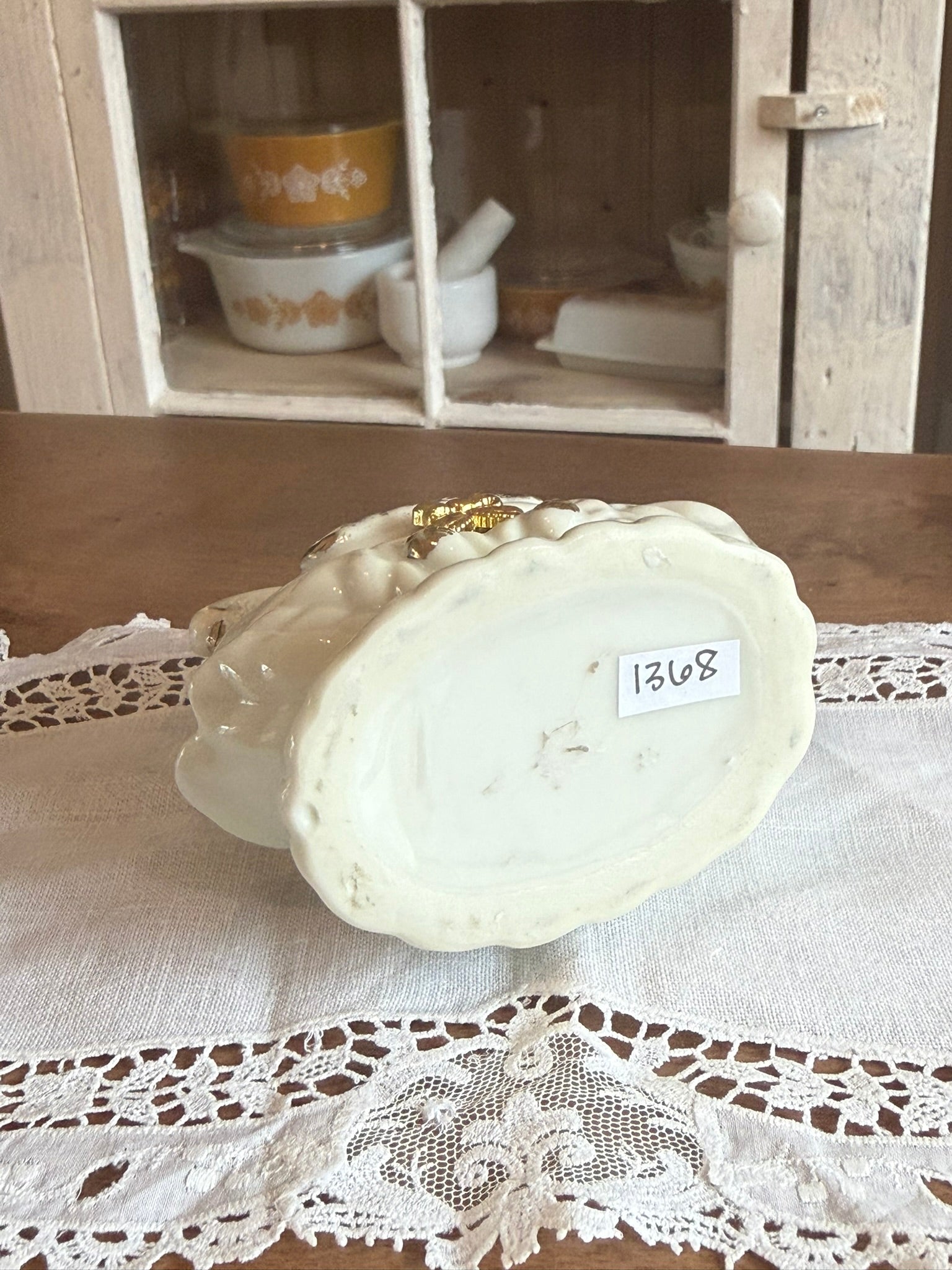 Porcelain Vintage Formalities by Baum Bros. Swan Trinket Box– Hinged Jewelry Box with Gold Gilt Accents