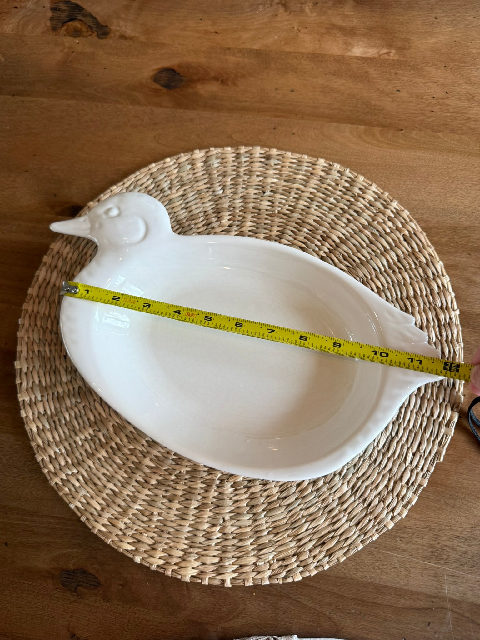 White Ceramic Duck Shaped Vintage Serving Bowl | Farmhouse Cottagecore Platter