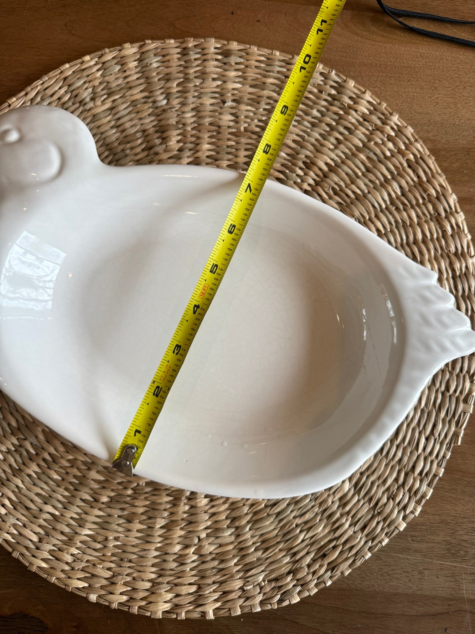 White Ceramic Duck Shaped Vintage Serving Bowl | Farmhouse Cottagecore Platter