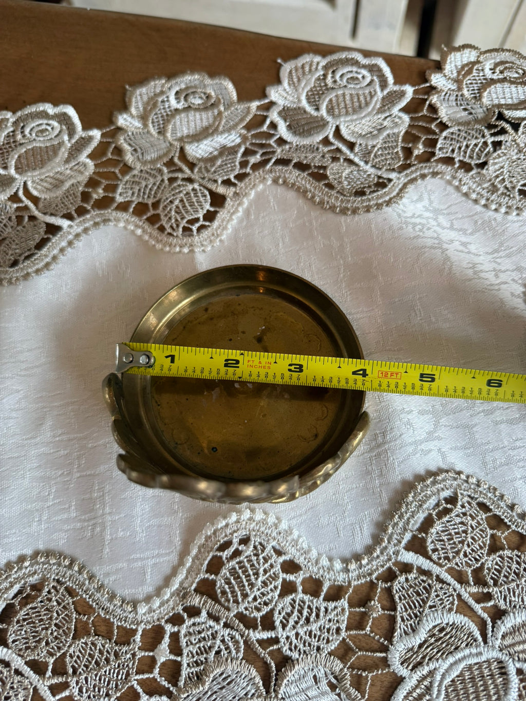 Hollywood Regency Ornate Vintage Brass Pillar Candle Holder – Shell & Scroll Design