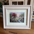 Nicky Boehme "Gazebo Village" Framed Art – Idyllic Cottage Scene, White Wood Frame