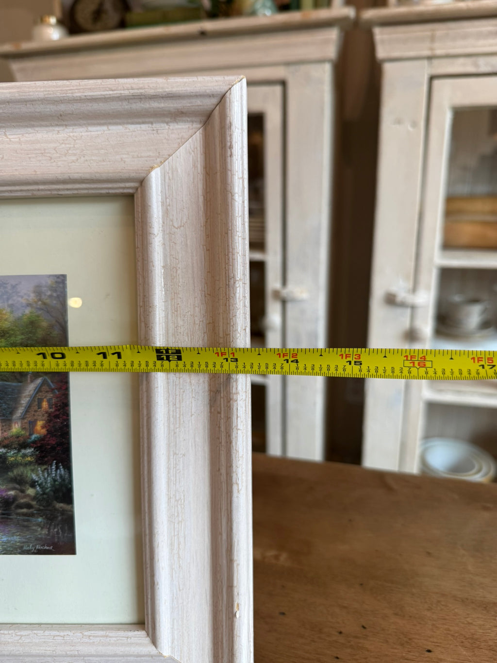 Nicky Boehme "Gazebo Village" Framed Art – Idyllic Cottage Scene, White Wood Frame