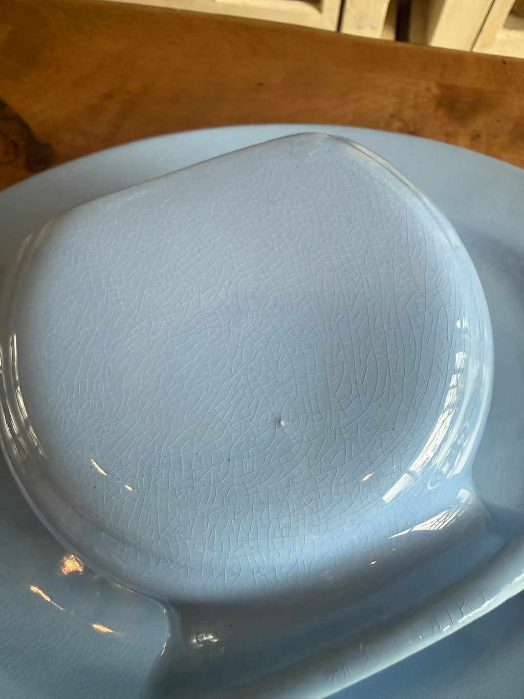 Harker Cameoware Vintage Blue & White Floral Grease Jar with Lid and Matching Platter