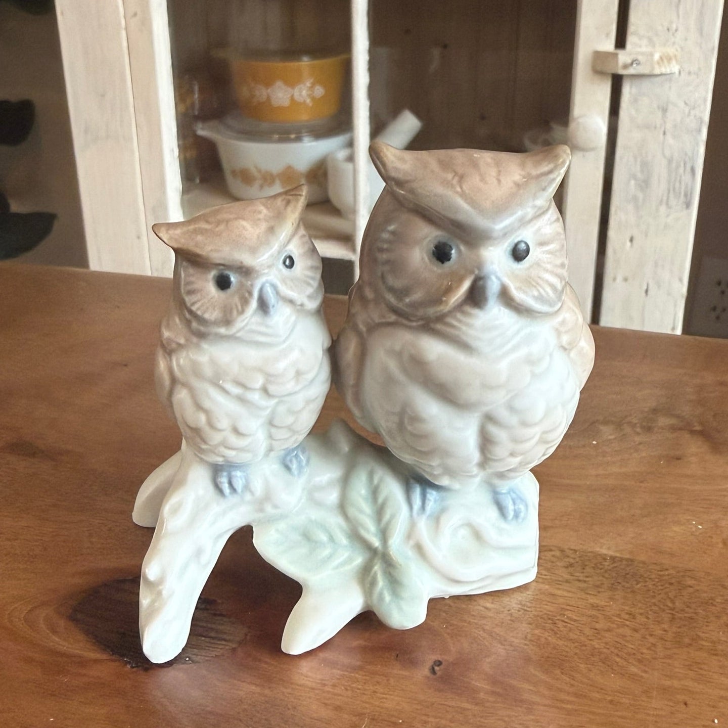 Otagiri Vintage Japan Porcelain Owl and Fledgling Figurine on Branch