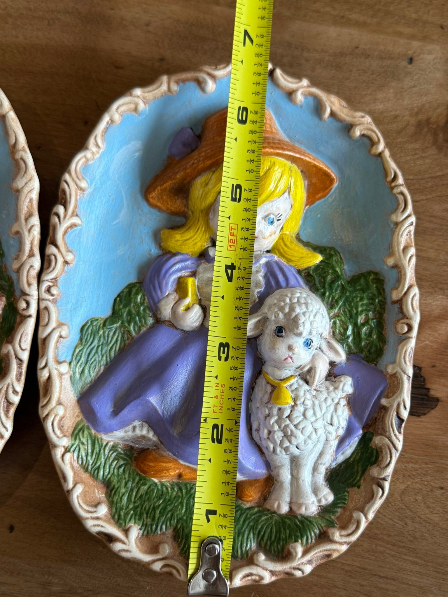Miller Studio 3D Chalkware Vintage Wall Plaques - Little Bo Peep & Little Jack Horner (Set of 2)