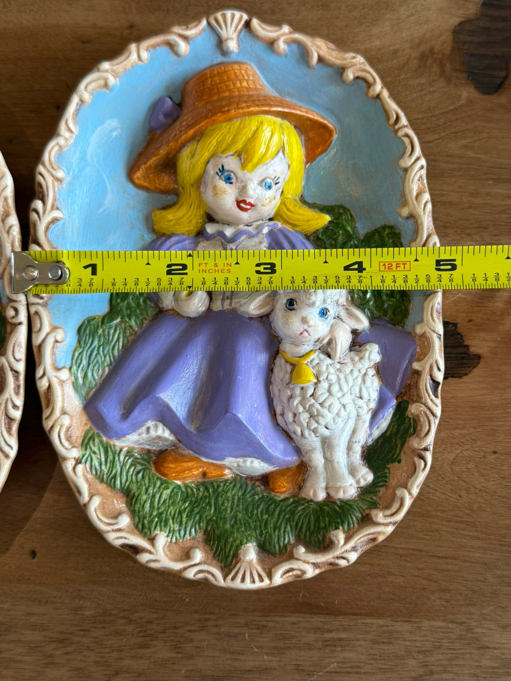 Miller Studio 3D Chalkware Vintage Wall Plaques - Little Bo Peep & Little Jack Horner (Set of 2)