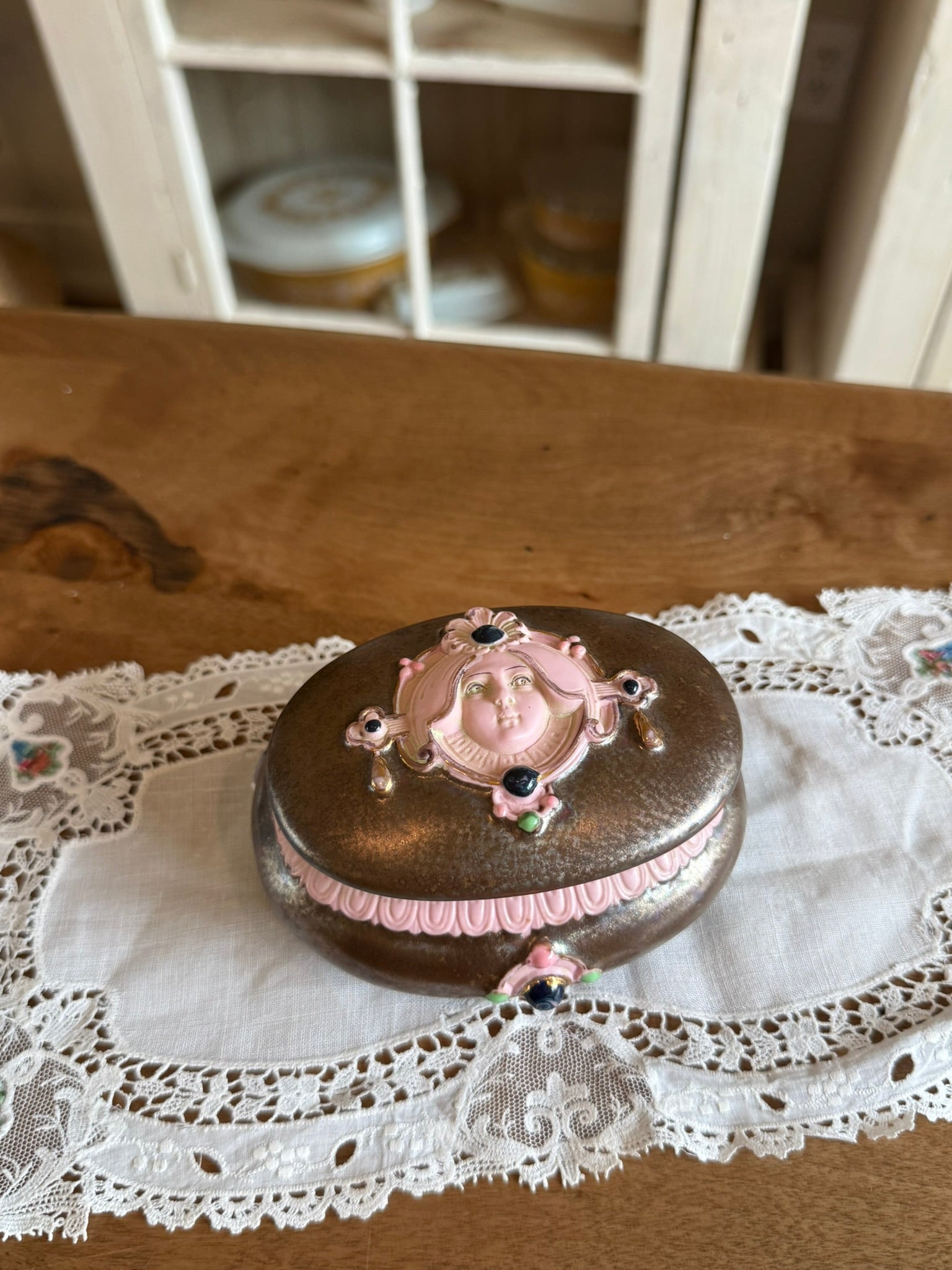 Victorian Art Nouveau Revival Vintage Trinket Box