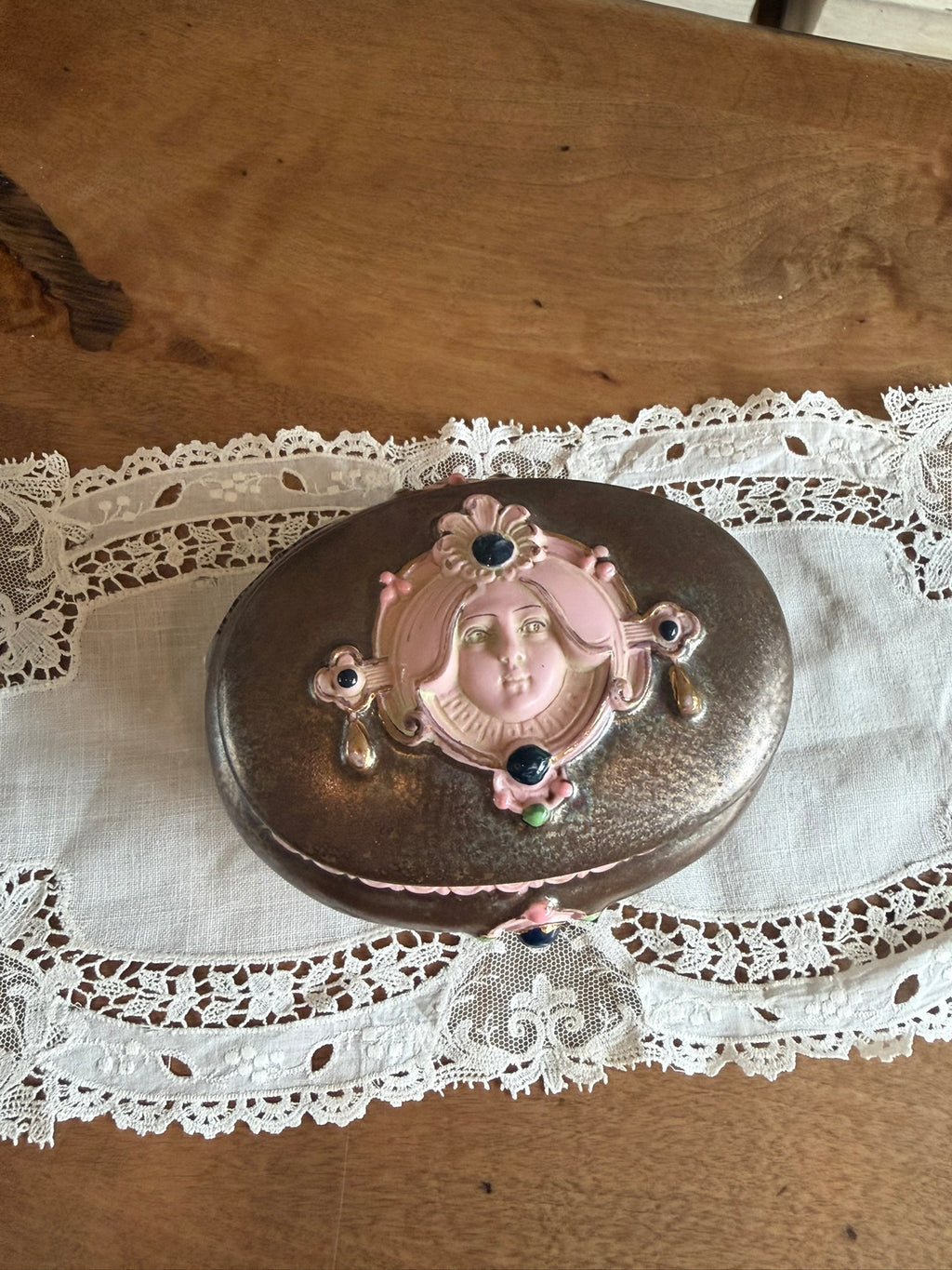 Victorian Art Nouveau Revival Vintage Trinket Box