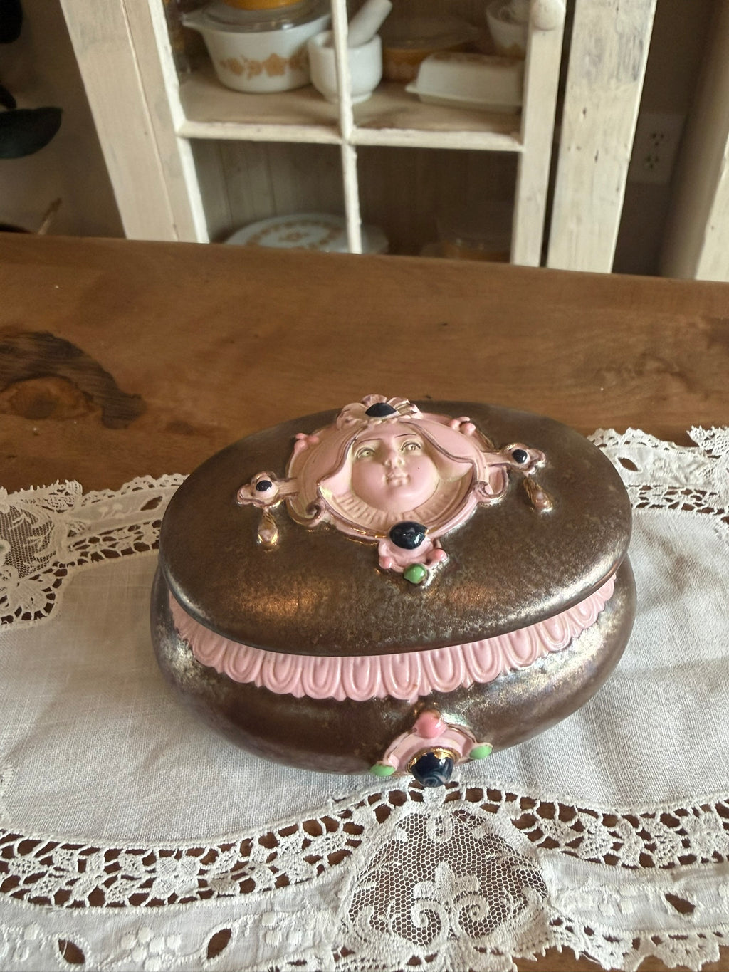 Victorian Art Nouveau Revival Vintage Trinket Box