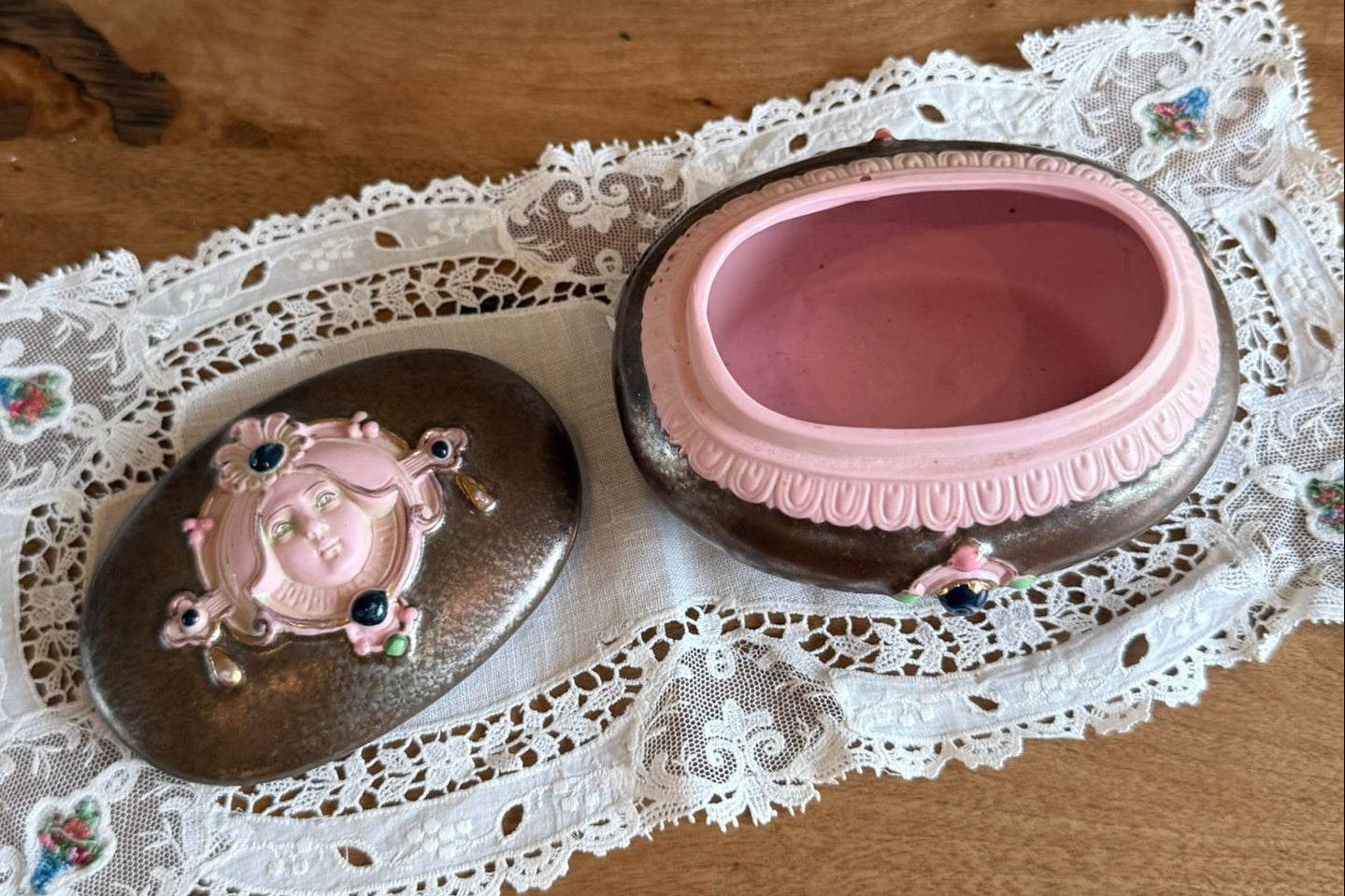 Victorian Art Nouveau Revival Vintage Trinket Box