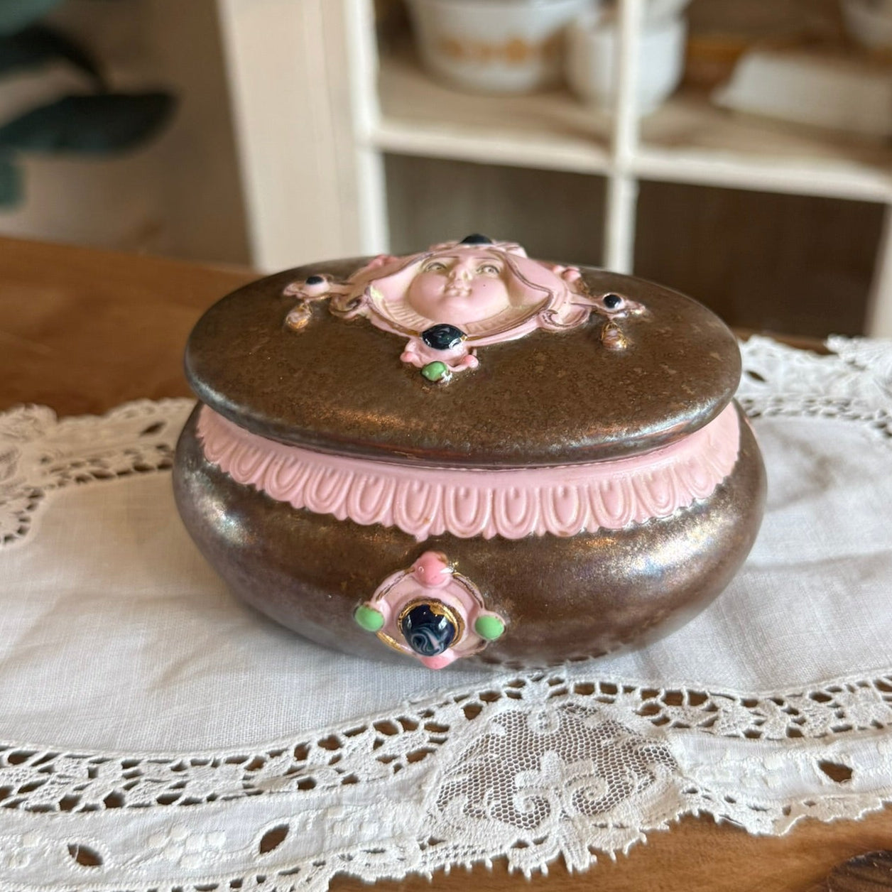Victorian Art Nouveau Revival Vintage Trinket Box