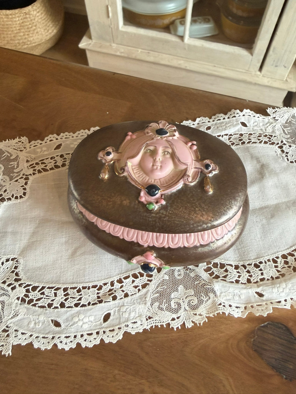 Victorian Art Nouveau Revival Vintage Trinket Box