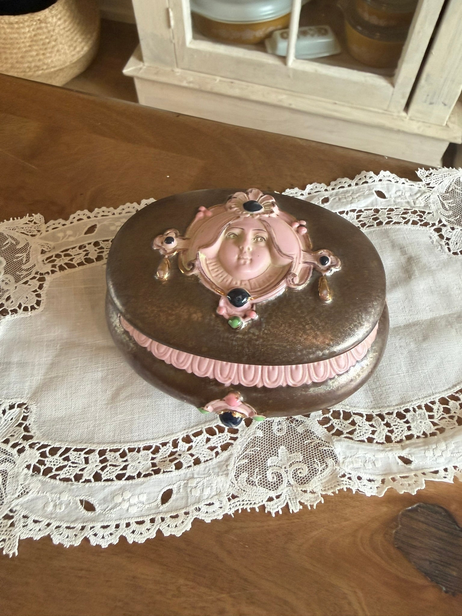 Victorian Art Nouveau Revival Vintage Trinket Box