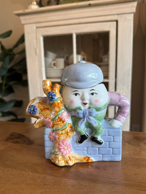 1970s Feitx Humpty Dumpty Decorative Teapot – Nursery Rhyme Decor - Vintage