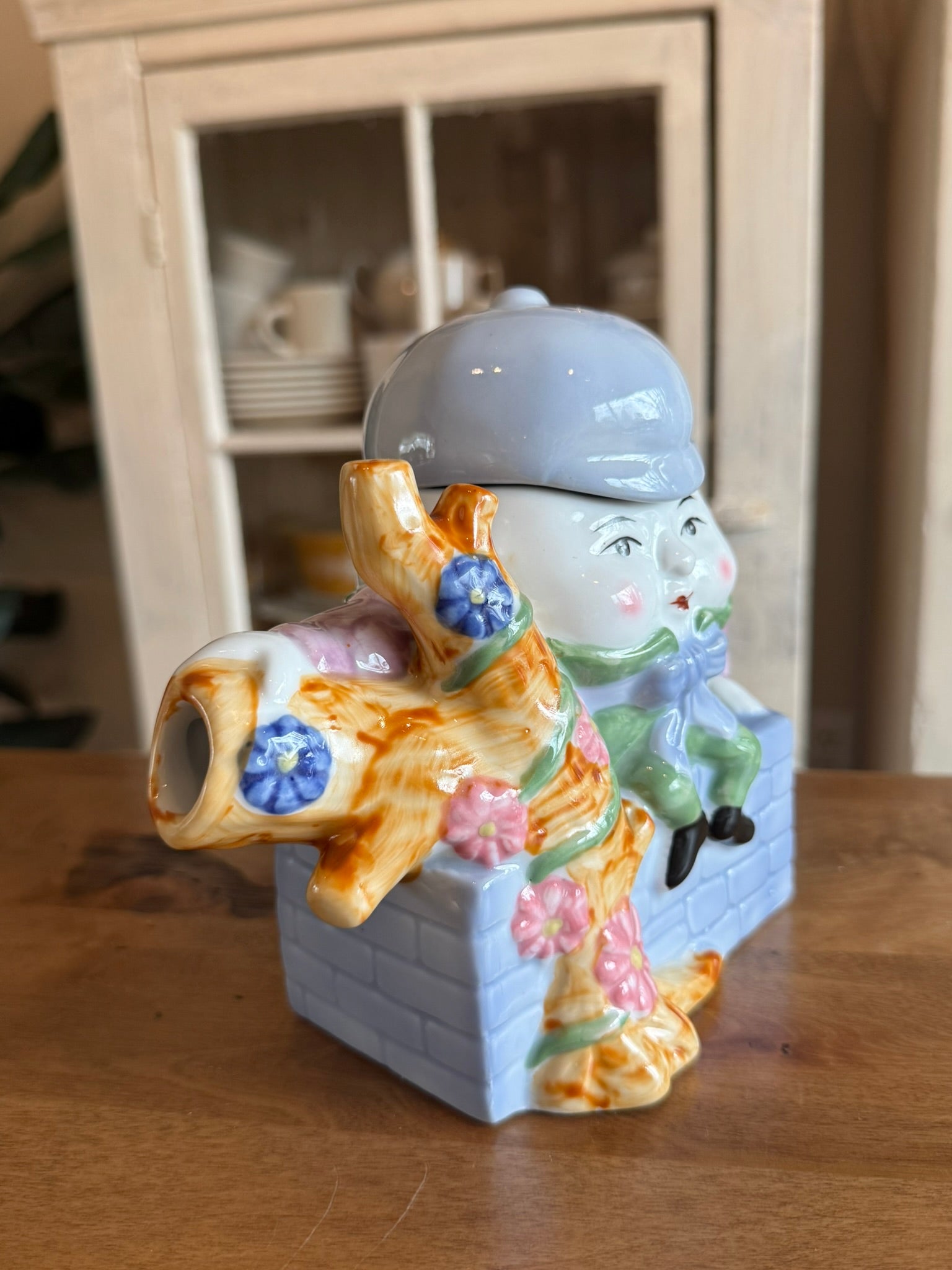 1970s Feitx Humpty Dumpty Decorative Teapot – Nursery Rhyme Decor - Vintage