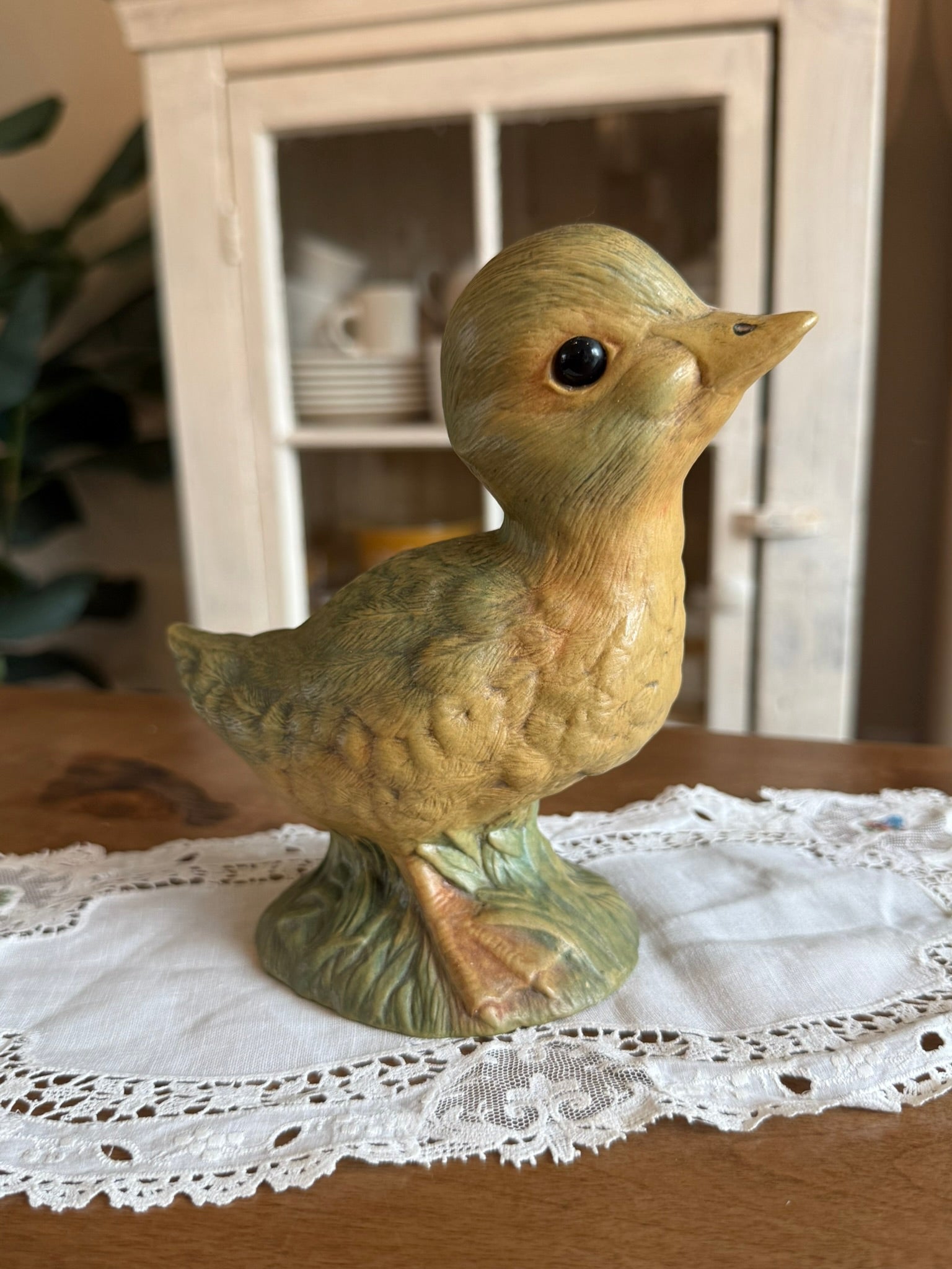 Ceramic Vintage Yellow Duckling Figurine - Hand-Painted Mid-Century Decor