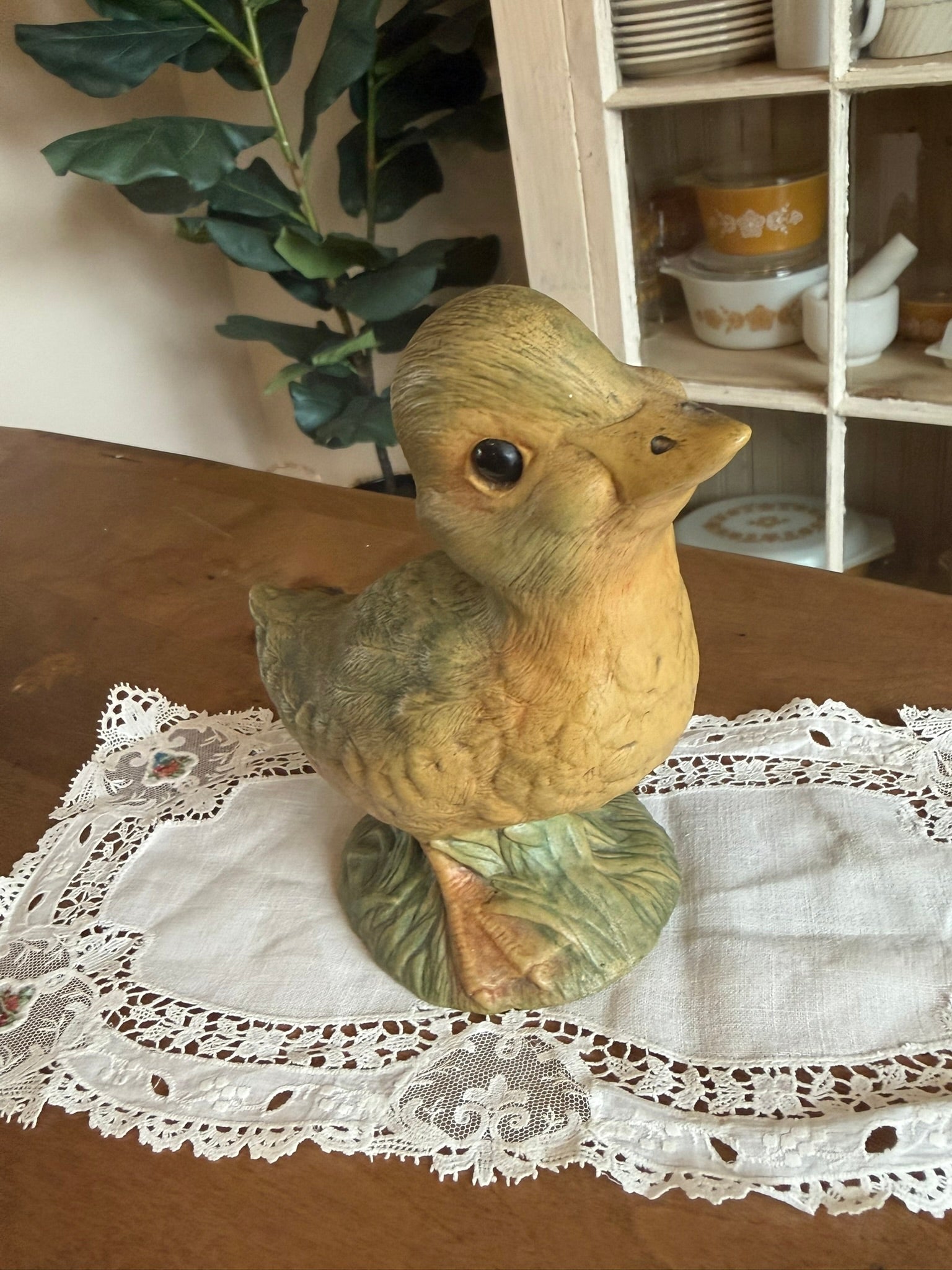 Ceramic Vintage Yellow Duckling Figurine - Hand-Painted Mid-Century Decor