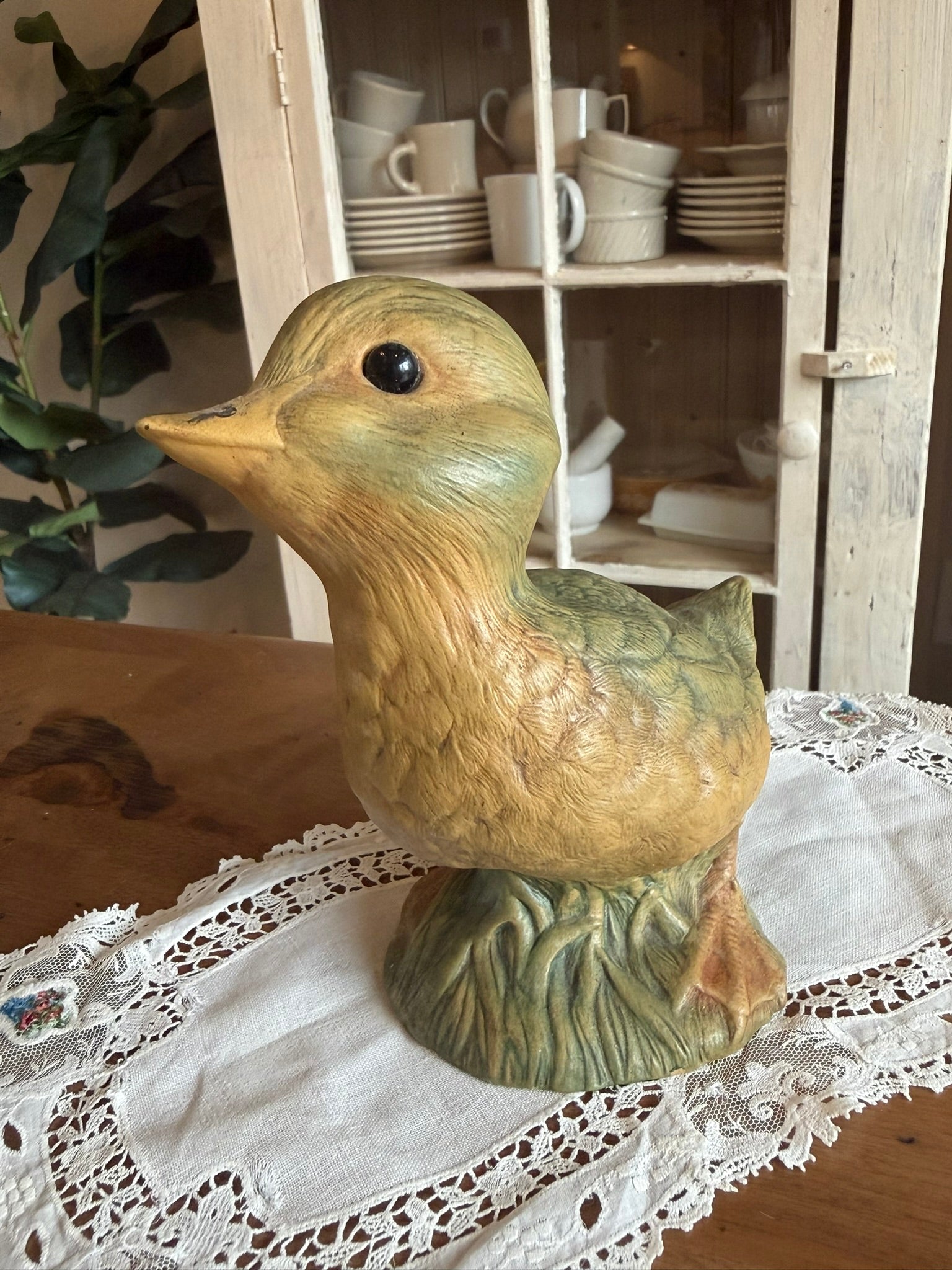 Ceramic Vintage Yellow Duckling Figurine - Hand-Painted Mid-Century Decor