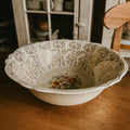 Stetson China Co. Vintage Floral Serving Bowl - 22K Gold Filigree & Scalloped Edge