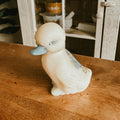 Fenton Cameo Satin Duck Figurine with Blue Flowers – Collectible Art Glass