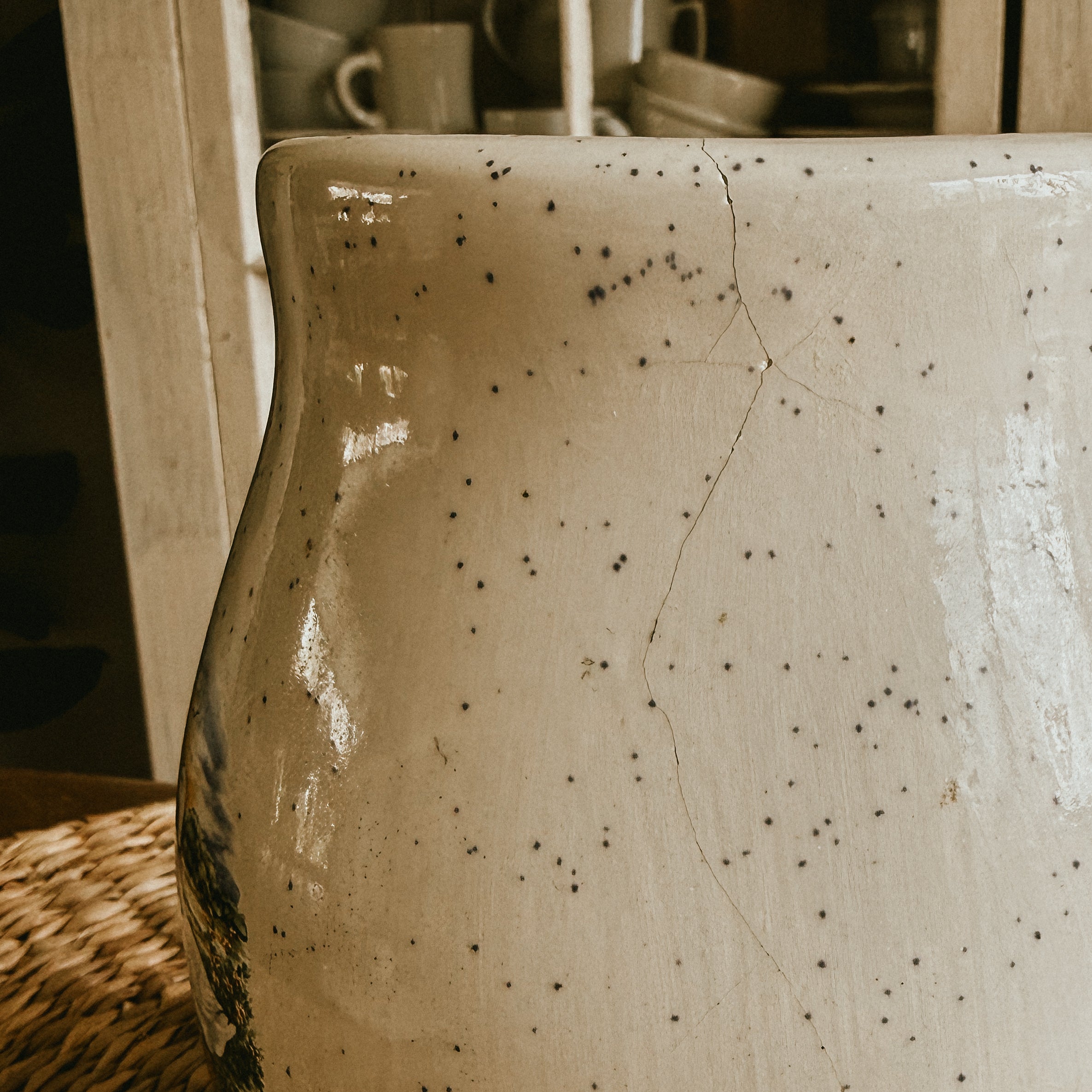 Speckled Stoneware Goose Canister – Vintage 1980s Country Farmhouse Decor – AS IS