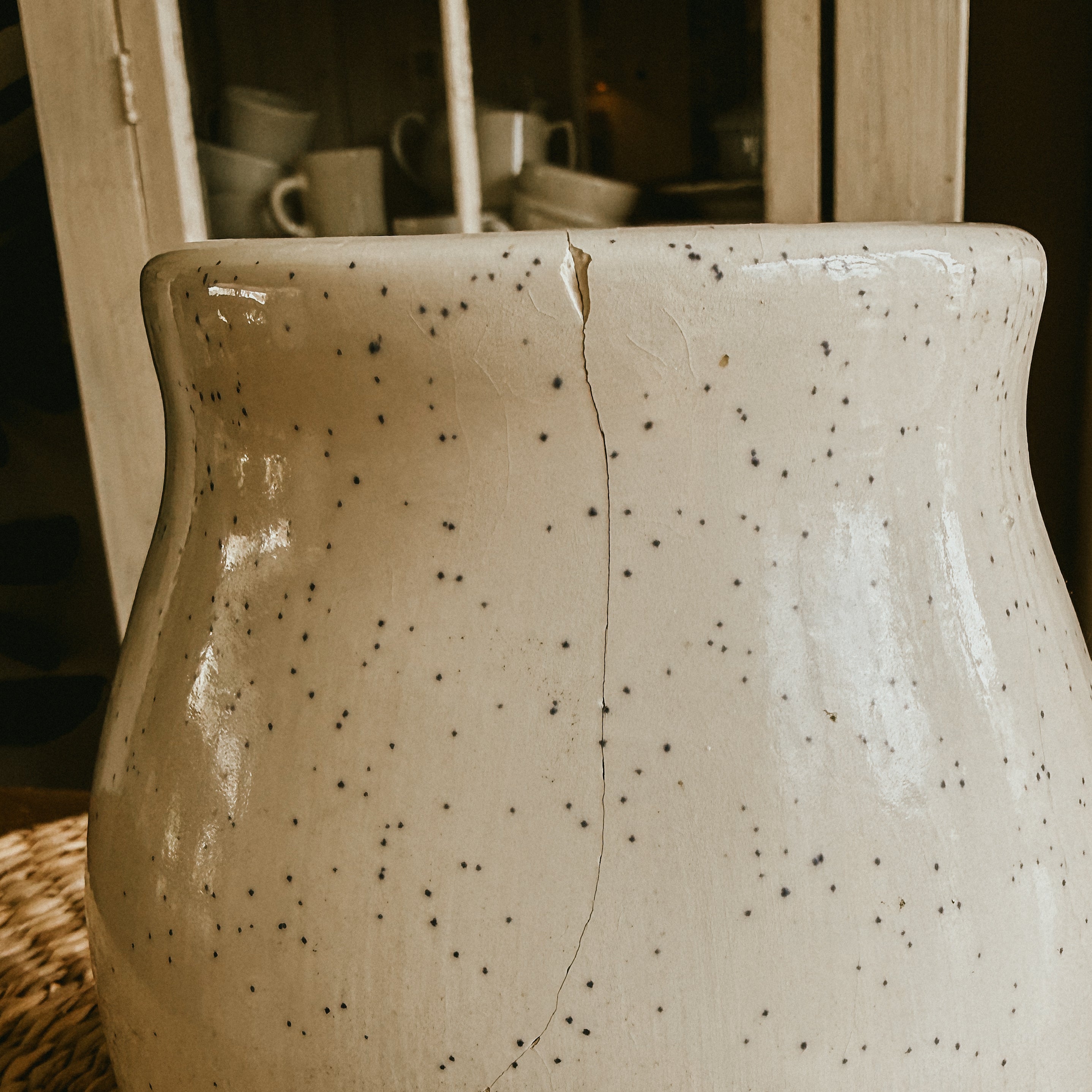 Speckled Stoneware Goose Canister – Vintage 1980s Country Farmhouse Decor – AS IS