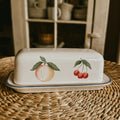 Pfaltzgraff Hopscotch Fruit Vintage Butter Dish with Lid – Made in USA Stoneware
