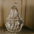 Cut Crystal Pear Trinket Jar | 6" Lead Crystal Vintage Candy Dish or Jam Jar with Lid