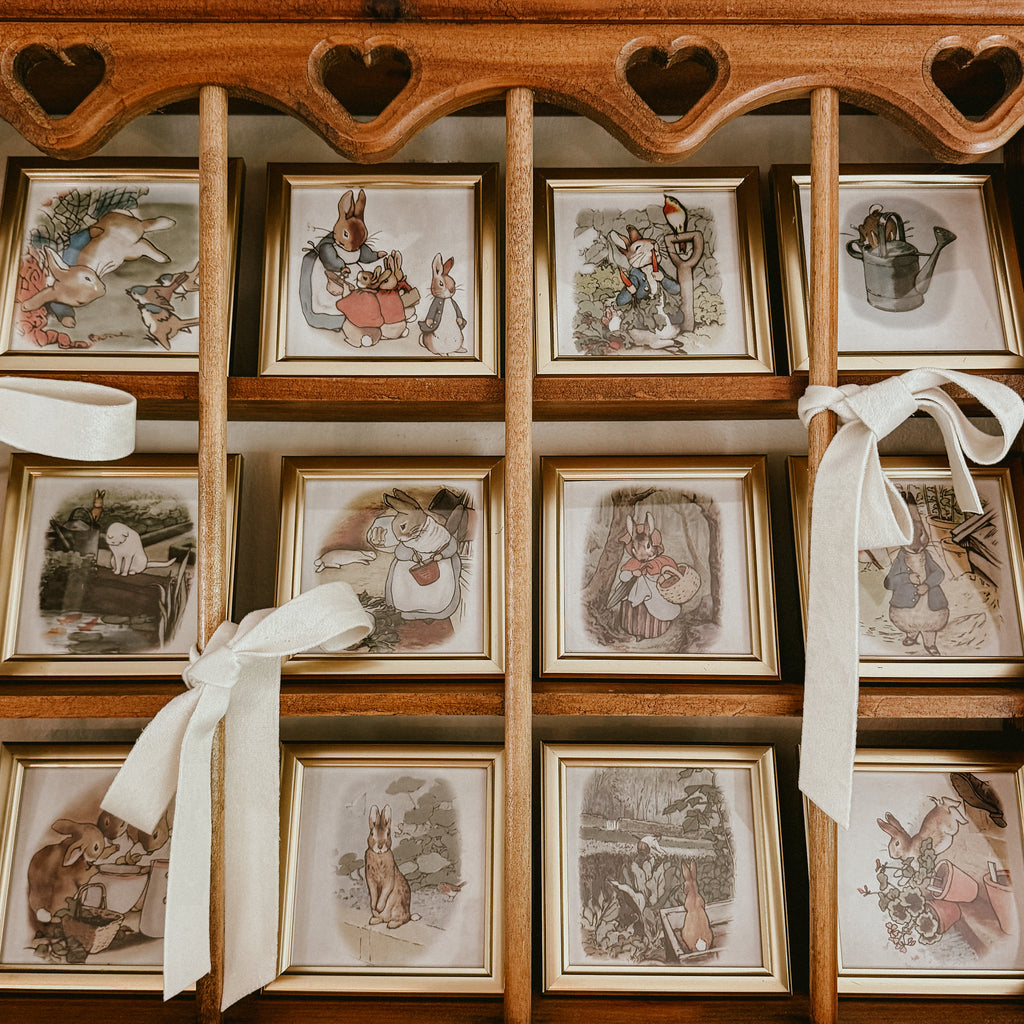 Beatrix Potter Vintage Miniature Framed Prints – Set of 12 Peter Rabbit & Friends Nursery Wall Art