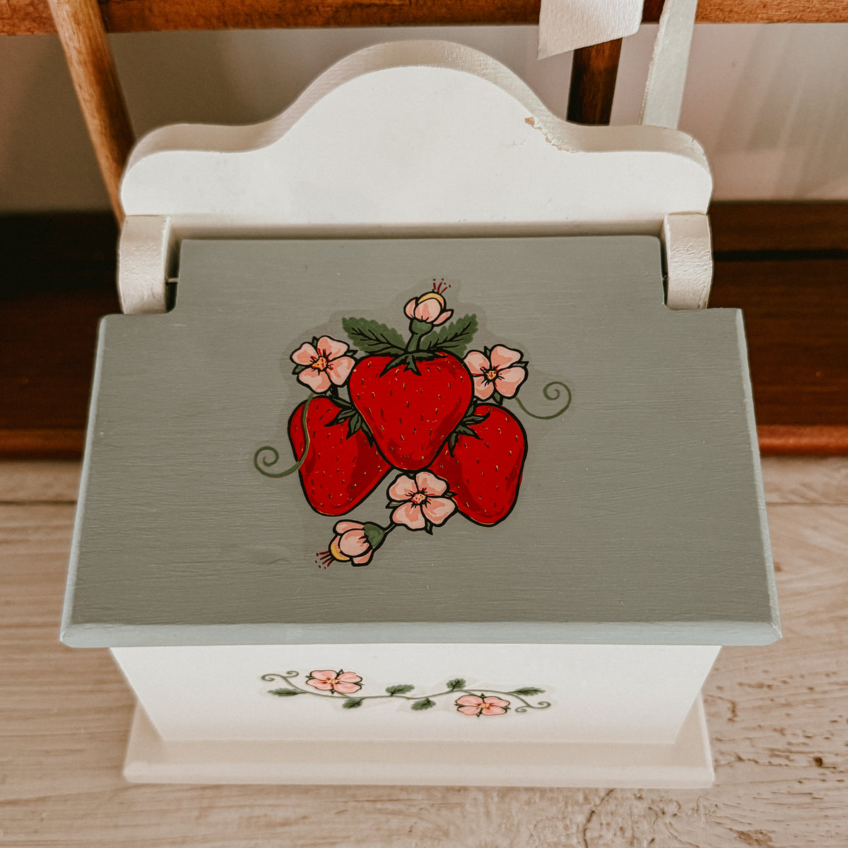 Slant Lid Cottagecore Strawberry Vintage Recipe Box