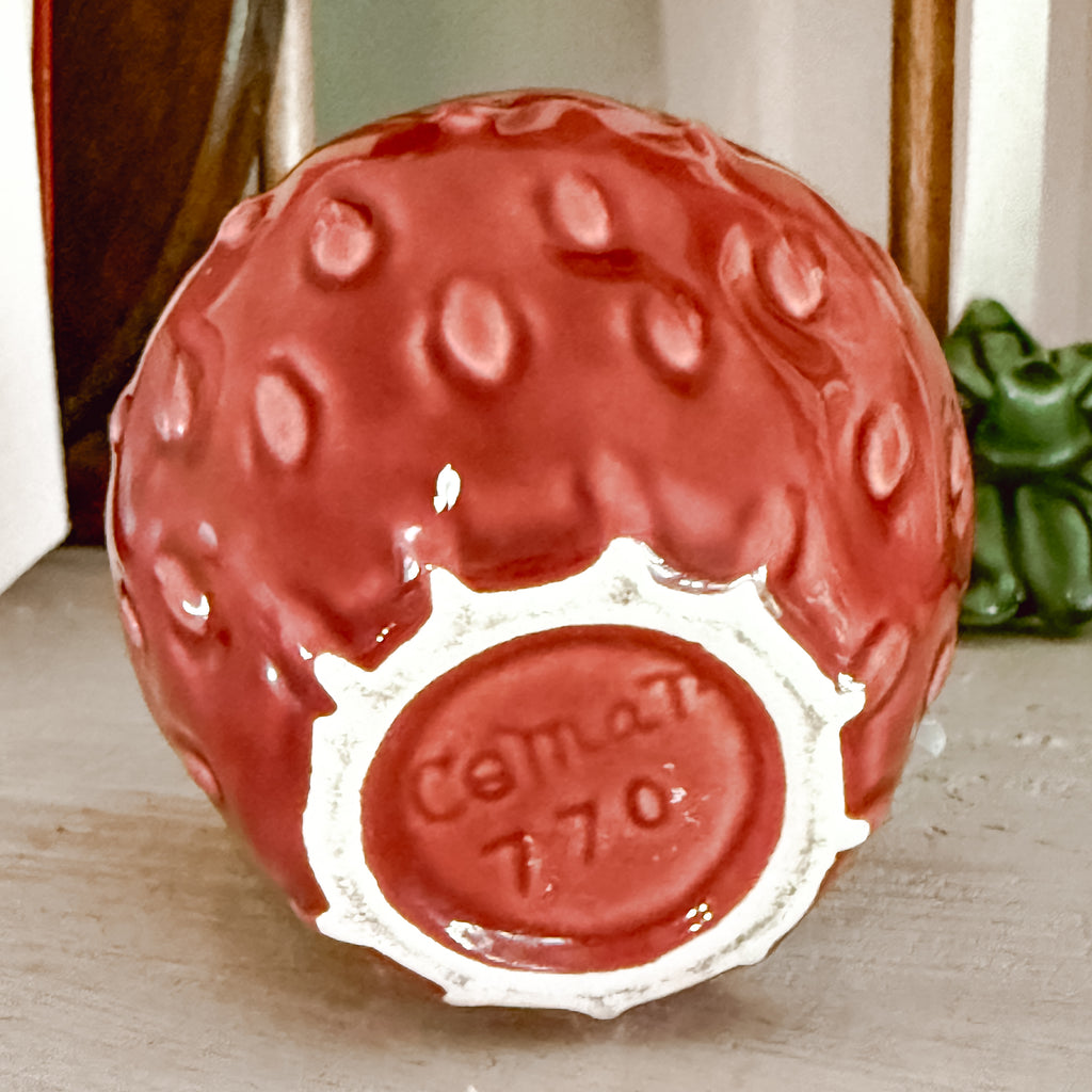 Cemar Vintage California Pottery Strawberry Covered Sugar Bowl – Model 770 Figural Jam Jar