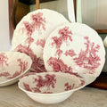 Johnson Brothers "The Old Mill" Pink/Red Transferware Tableware – 4-Piece English Ironstone Starter Set