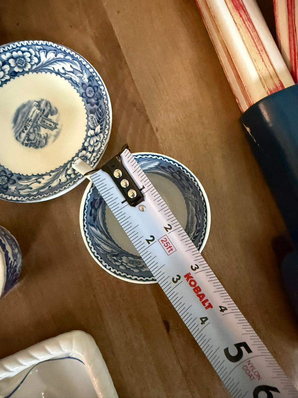 Curated Blue & White English Transferware Trio – Wedgwood Highgrove Platter, Wood & Sons 'Woodland' & Mason's 'Vista' Tea Cups