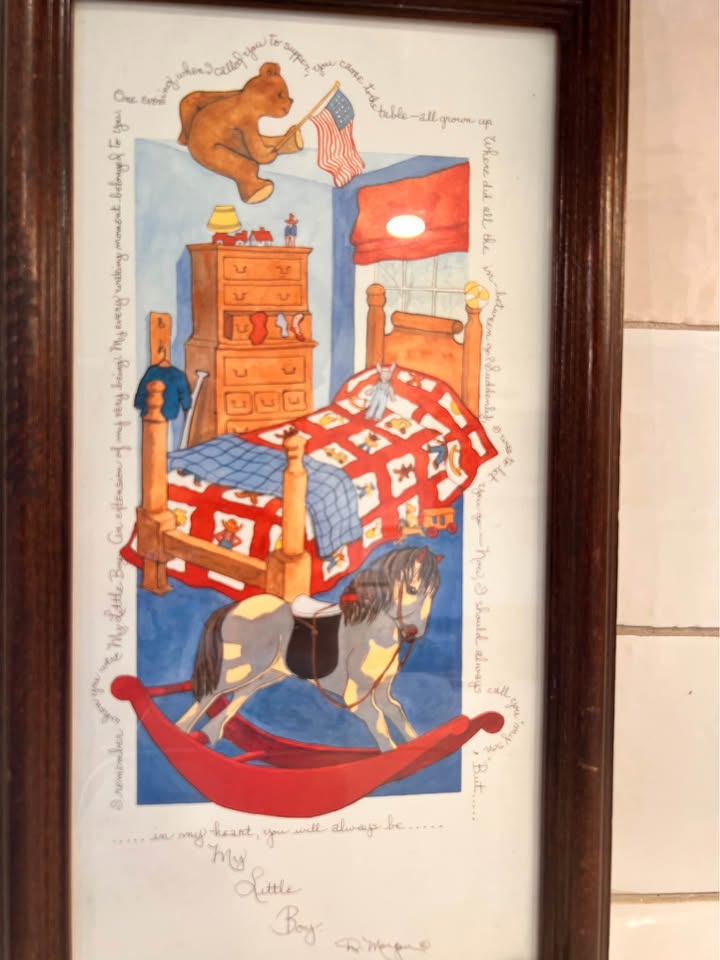 D. Morgan "My Little Boy" Vintage Framed Art – 15.5" x 9" Nursery Wall Decor