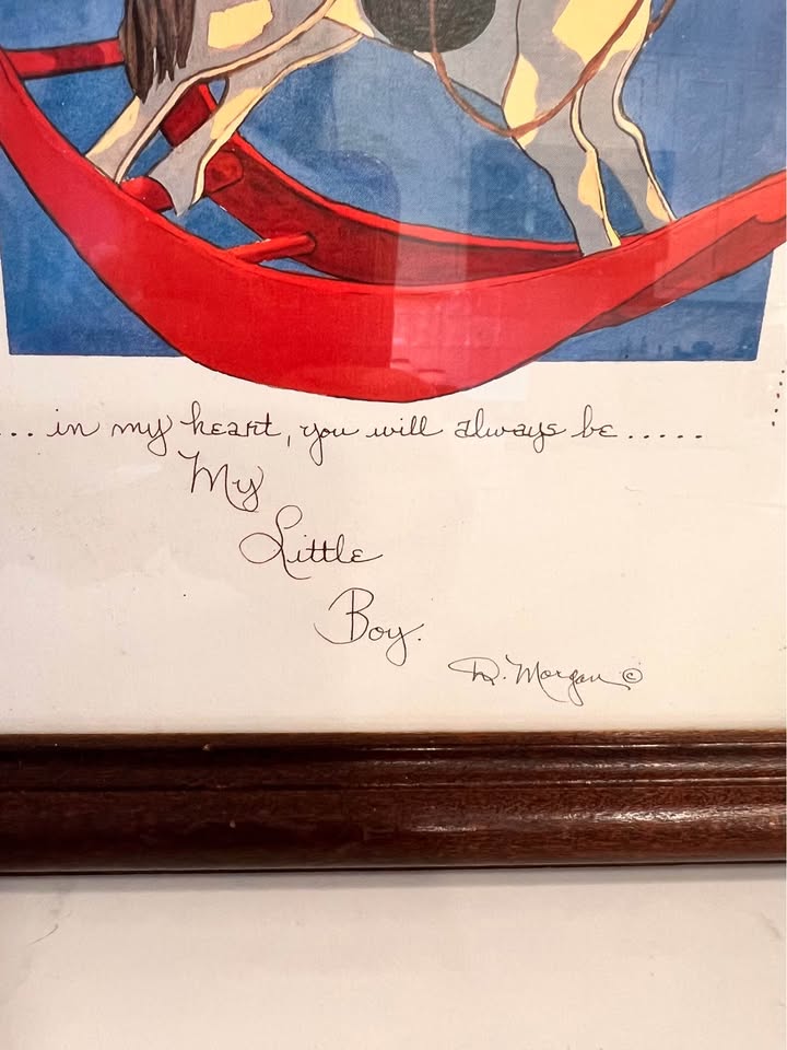 D. Morgan "My Little Boy" Vintage Framed Art – 15.5" x 9" Nursery Wall Decor