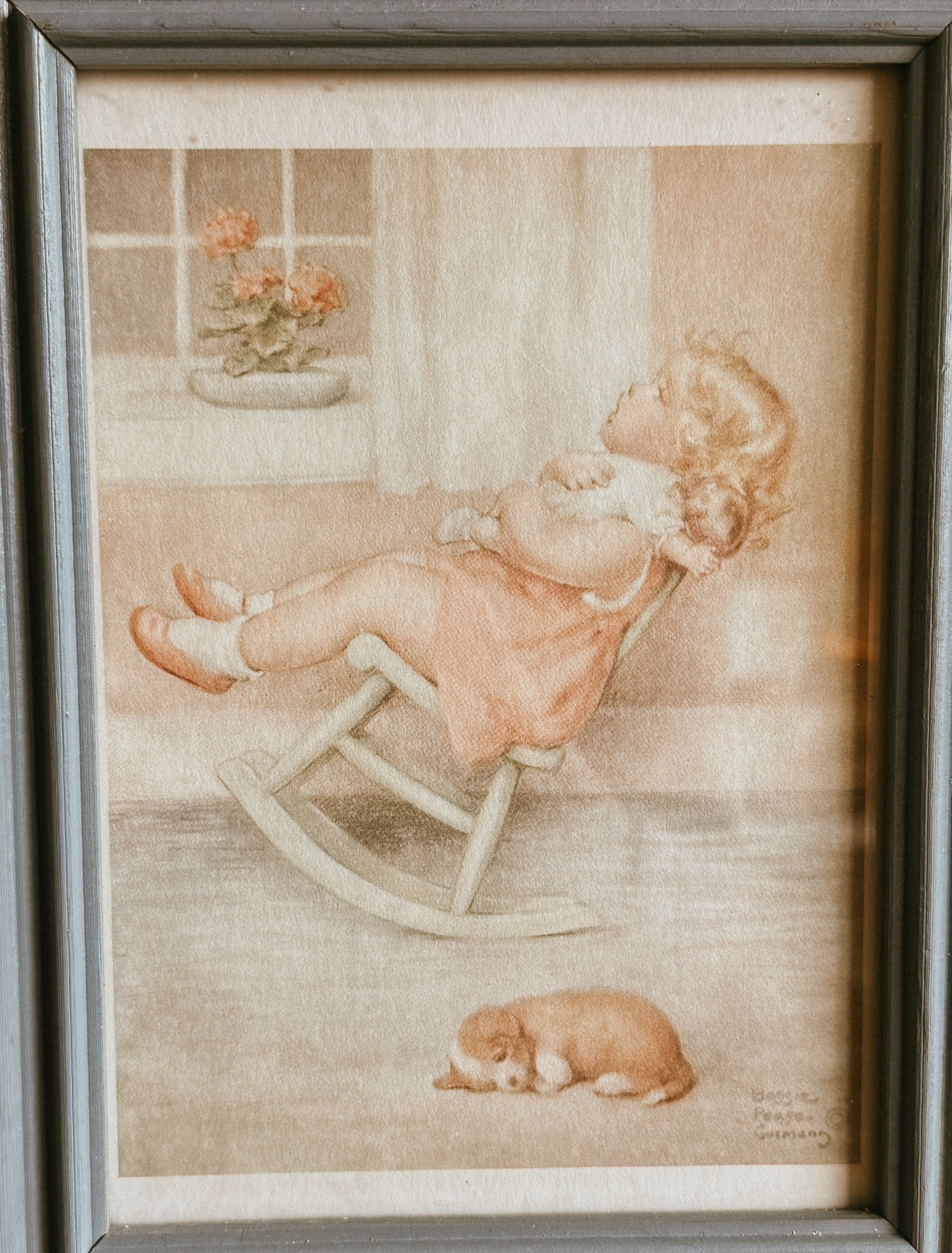Bessie Pease Gutmann "The Lullaby" Vintage Framed Art Print - Nursery Decor - 1920s Illustration Style