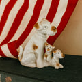 Porcelain VintageTerrier Mother Dog with Puppies Figurine - Mid-Century Japan Collectible