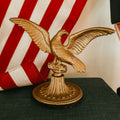 Federal Style Cast Metal Vintage Gold American Eagle Statue - Patinated Desktop Finial Display