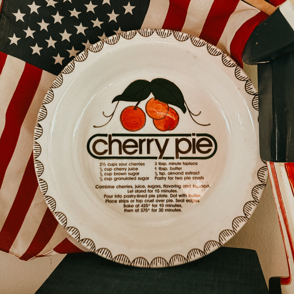 Royal China by Jeannette Ceramic Vintage Cherry Pie Recipe Baking Dish - 11" Deep Dish