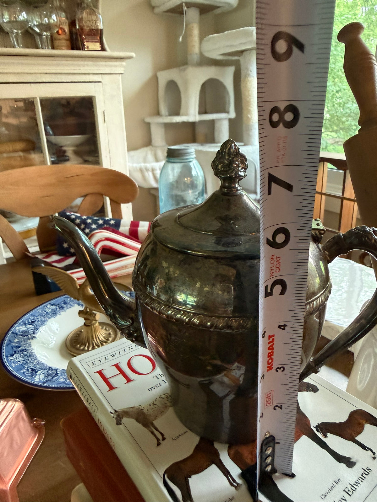 Eton Silver-Plated Vintage Teapot – Victorian Style Ornate Coffee/Tea Server with Hinged Lid